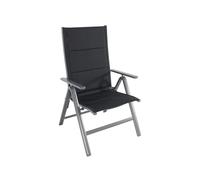 Sedia Pieghevole Alluminio Nero con Schienale Regolabile da Esterno e Picnic