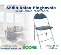 Sedia Pieghevole Alluminio Seduta Imbottita Cm.44x45x79h Grigia