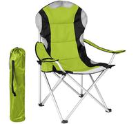 BAKAJI Sedia Pieghevole da Campeggio Imbottita con Borsa Camping Sedia Mare Spiaggia Pesca da Esterno in Acciaio e Poliestere con Vano Porta Bibite e Smartphone (Verde)