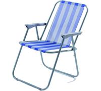 Verdelook Sedia Lanzarote Pieghevole Metallo Righe Bianco/Blu Giardino Mare Campeggio