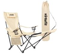 Sedia pieghevole con poggiapiedi VirtuFit Beige 53x127x83 cm