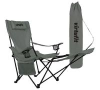 Sedia pieghevole con poggiapiedi VirtuFit Gris 53x127x83 cm