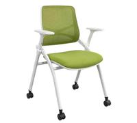 Sedia Pieghevole Con Ruote E Braccioli Per Ufficio Domestico E Riunioni | Cuscino Spesso, Impilabile E Pieghevole, Con Supporto Lombare E Braccioli In Rete Flessibili.(Green)