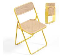 Sedia pieghevole con struttura moderna in ferro e pannello in tessuto, design salvaspazio per vari eventi e luoghi