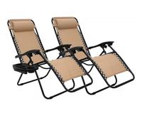 Sedia pieghevole da esterno da 2 pezzi, sedia a gravità zero con bracciolo, portabicchieri, sedia pieghevole da campeggio, lounge, patio, prato reclinabile Black 2pcs