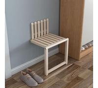 Sedia pieghevole da parete, in legno massello, con gambe di supporto, portata 154 kg, ideale per balcone, soggiorno o doccia