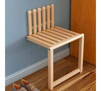 Sedia pieghevole da parete, sgabello in bambù massiccio, per bagno, veranda, doccia o balcone, design salvaspazio