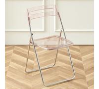 Sedia pieghevole ergonomica in acrilico con schienale, versatile, 43,2 cm di larghezza x 78,7 cm di altezza, per soggiorno, sala da pranzo, camera da letto, bagno e ufficio, sgabello da doccia