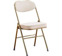 Sedia pieghevole ergonomica in velluto, comoda sedia retrò per ufficio, eventi e uso commerciale, design salvaspazio in beige e bianco, elegante e pratica