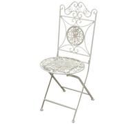 Sedia Pieghevole Ferro Battuto Bianca Anticata 39x96 Giardino Vintage Esterno