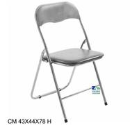 SEDIA PIEGHEVOLE GRIGIO SILVER STRUTTURA METALLICA SEDUTA E SCHIENALE IN PVC