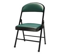 Sedia pieghevole imbottita con schienale, struttura in acciaio resistente, supporta 199,6 kg, nessun montaggio richiesto, ideale per casa, ufficio, uso interno (verde e nero)