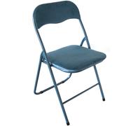 Marvin Sedia Pieghevole Imbottita in Velluto Velvet da Interno Ufficio Casa Resistenti Ferro Leggere Colorate Comode con Schienale Salvaspazio Portatile (Blu/Blu)