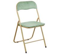 Marvin Sedia Pieghevole Imbottita in Velluto Velvet da Interno Ufficio Casa Resistenti Ferro Leggere Colorate Comode con Schienale Salvaspazio Portatile (Verde Acqua/Oro)