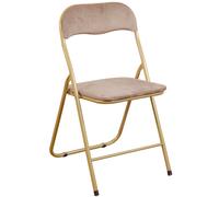 Marvin Sedia Pieghevole Imbottita in Velluto Velvet da Interno Ufficio Casa Resistenti Ferro Leggere Colorate Comode con Schienale Salvaspazio Portatile (Tortora/Oro)