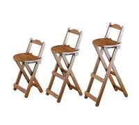 Sedia pieghevole in bambù con schienale basso e doppio poggiapiedi, altezza 67 cm, sgabello per sala da pranzo, balconi e atrio, elegante sedia pieghevole marrone, design salvaspazio