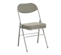 Sedia pieghevole in ecopelle resistente e acciaio zincato, robusta per uso esterno e interno, design leggero e portatile, sedia pieghevole moderna grigia per campeggio, patio ed eventi.