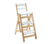 Sedia pieghevole in legno 2 in 1 per biblioteca, sgabello multifunzione e sgabello da bancone, scala a 3 gradini a doppio scopo per cucina domestica, espositore portatile
