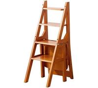 Sedia pieghevole in legno massello per biblioteca, sgabello a 4 gradini e espositore, scala versatile per arrampicata e composizioni floreali, elegante decorazione per la casa
