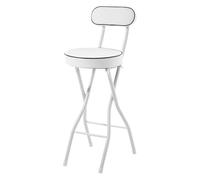 Sedia Pieghevole in Pelle PU, Sgabello da Bar con Schienale E Seduta Imbottiti, Sgabello da Cucina Pieghevole Altezza 75 70 65 60 55 cm, Sedie da Pranzo Semplici, Sgabello da Bistrot(Bianco,55cm (22in