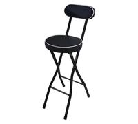 Sedia Pieghevole in Pelle PU, Sgabello da Bar con Schienale E Seduta Imbottiti, Sgabello da Cucina Pieghevole Altezza 75 70 65 60 55 cm, Sedie da Pranzo Semplici, Sgabello da Bistrot(Nero,70cm (28inch