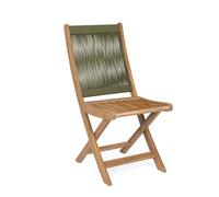 SEDIA PIEGHEVOLE LEGNO ACACIA DA ESTERNO CON CORDA INTRECCIATA VERDE OLIVA