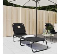 Sedia pieghevole lunga in acciaio oxford in tessuto nero Mobili da esterno, giardino, piscina, forniture per la casa, decorazione