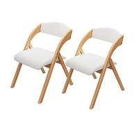 Sedia pieghevole moderna (2 pezzi) sedia da ufficio imbottita in cotone e lino, schienale in legno di gomma, per scrivania, conferenze
