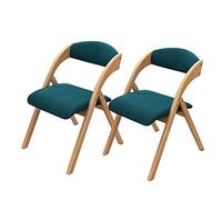 Sedia pieghevole moderna (2 pezzi) sedia da ufficio imbottita in cotone e lino, schienale in legno di gomma, per scrivania, conferenze