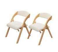 Sedia pieghevole moderna (2 pezzi) sedia da ufficio imbottita in cotone e lino, schienale in legno di gomma, per scrivania, conferenze