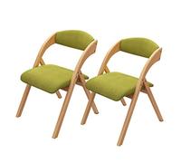 Sedia pieghevole moderna, sedia da pranzo portatile, in cotone e lino, imbottita, con schienale in legno di gomma, per scrivania e conferenze (set da 2)