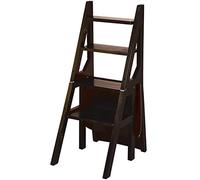 Sedia pieghevole multifunzionale a scala, design robusto in legno massello, per uso domestico, si converte tra scaletta, sgabello e ripiano per risparmiare spazio