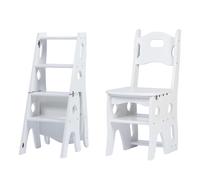 Sedia pieghevole portatile a scala per biblioteca, scaffale a scala in legno, sgabello multifunzionale, espositore a 4 gradini