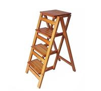 Sedia pieghevole portatile in legno a 4 gradini, sgabello multiuso salvaspazio per casa, cucina, libreria e uso lavorativo, seduta convertibile