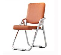 Sedia pieghevole portatile in metallo, con seduta e schienale imbottiti in pelle PU, comoda, leggera, sgabello pieghevole per ufficio e conferenze (bianco, 75 cm)