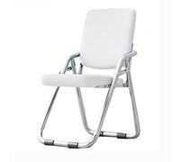 Sedia pieghevole portatile in metallo, con seduta e schienale imbottiti in pelle PU, comoda, leggera, sgabello pieghevole per ufficio e conferenze (bianco, 75 cm)