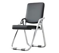 Sedia pieghevole portatile in metallo, con seduta e schienale imbottiti in pelle PU, comoda, leggera, sgabello pieghevole per ufficio e conferenze (bianco, 75 cm)