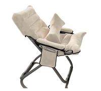 Sedia pieghevole regolabile in altezza con grandi tasche portaoggetti moderna per soggiorno, camera da letto, ufficio, balcone, beige, set di 2