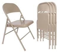 Sedia pieghevole salvaspazio - Struttura in metallo con seduta in acciaio a tre bracci per casa e ufficio - non richiede montaggio - confortevole design beige