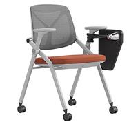 Sedia Pieghevole Smontabile Sedia Ergonomica Sedia Multifunzionale Impilabile Sedia da Ufficio per Conferenze con Ripiano Girevole (Color : Grey, S : 49 * 55.5 * 84cm)