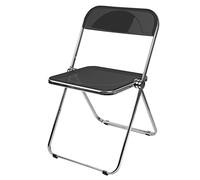 Sedia pieghevole trasparente per banchetti, conferenze e feste, struttura in metallo robusto, design in acrilico, impilabile e leggera, perfetta per balcone e prendere il sole (nero puro)