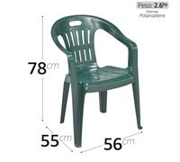 SEDIA IN RESINA PIONA VERDE 56x55xH78 cm