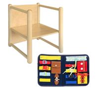 Sedia pluriuso Montessori in legno di faggio, per bambini da 1 a 3 anni - 3 in 1: sedia, tavolino o sgabello, made in Italy + Valigetta sensoriale in OMAGGIO!