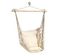 Papillon Sedia Dondolo Sospesa Altalena – Cotone con traversa e legno naturale 100x90 cm