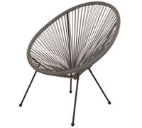 Sedia poltrona con seduta a corde grigia in polyrattan e ferro per mare giardino