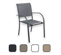 Sedia poltrona impilabile da esterno con struttura in alluminio e textilene Stamin