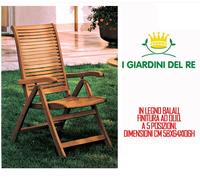 Sedia Poltrona in Legno Balau Rifinito ad Olio Richiudibile Pieghevole Vari Mod