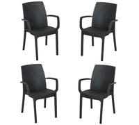 Sedia poltrona indiana in simil rattan per esterno interno set 4 pezzi ANTRACITE