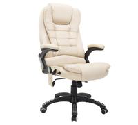 Sedia Poltrona Massaggiante da Ufficio 62x68x121 cm con Riscaldamento in Similpelle Beige