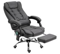 Sedia Poltrona Presidenziale Massaggiante da Ufficio 65x160x104 cm in Microfibra Grigio